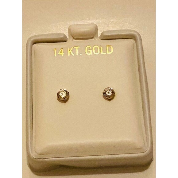 14k solid gold round stud earrings 4mm - Picture 6 of 6